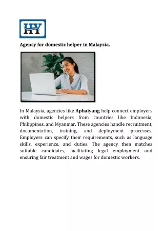 Agency for domestic helper in Malaysia