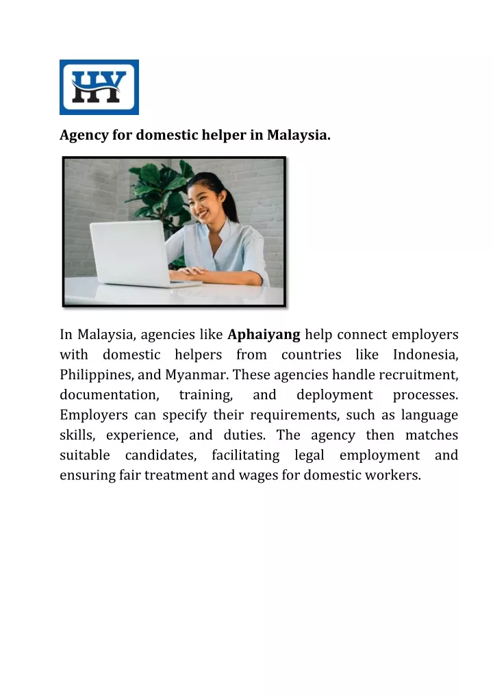 agency for domestic helper in malaysia