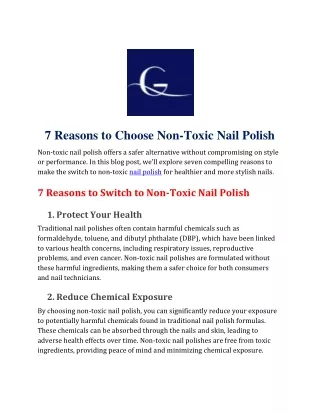 7 Reasons to Choose Non-Toxic Nail Polish