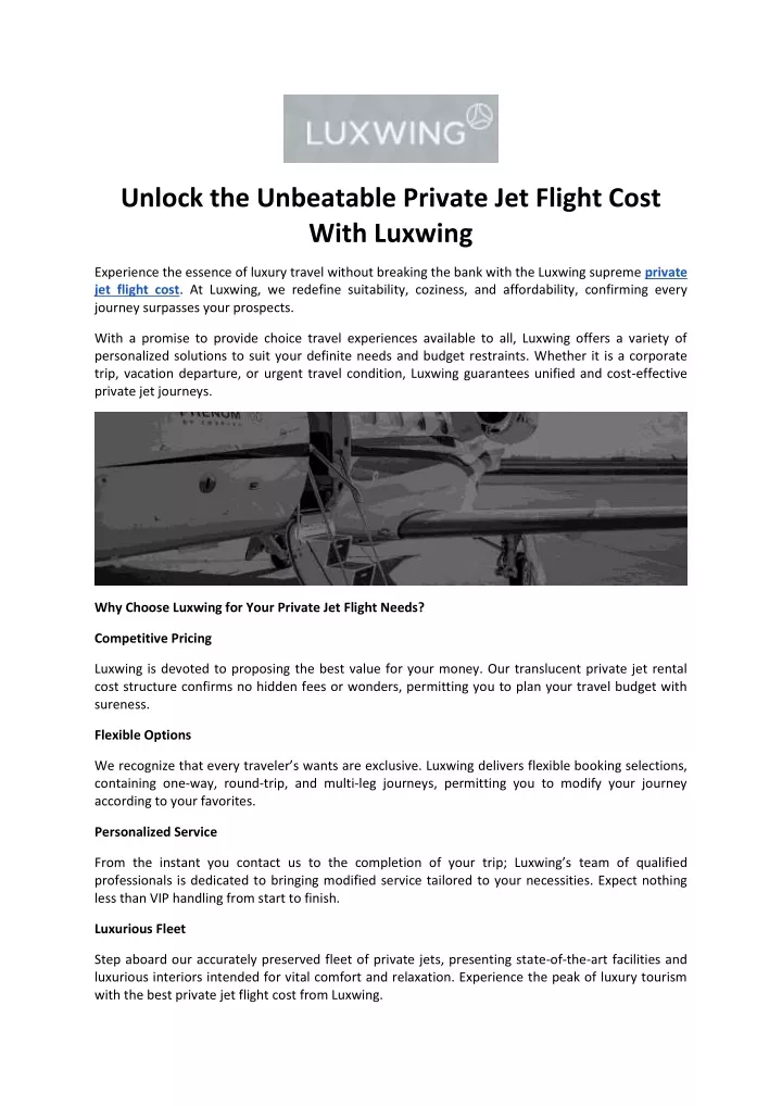 unlock the unbeatable private jet flight cost