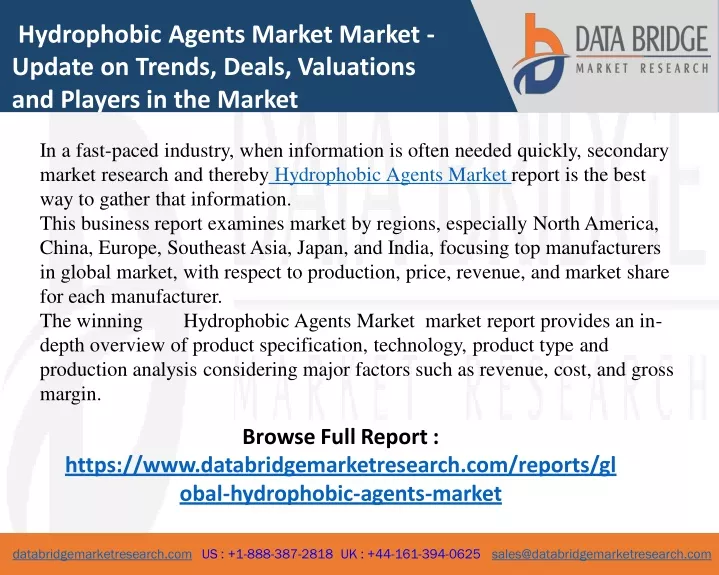 hydrophobic agents market market update on trends