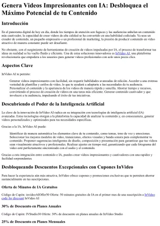 Cupones InVideo: La Clave para Crear Videos Profesionales y Ahorrar