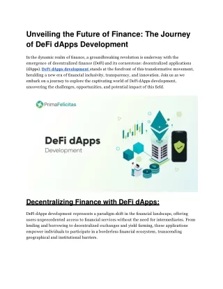 Unveiling the Future of Finance_ The Journey of DeFi dApps Development