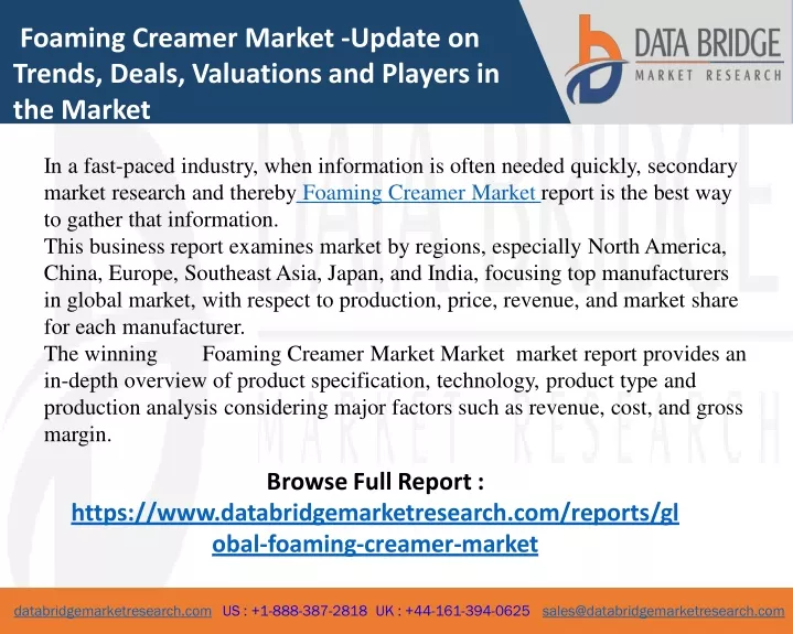 foaming creamer market update on trends deals