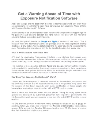 Get a Warning Ahead of Time with Exposure Notification Software
