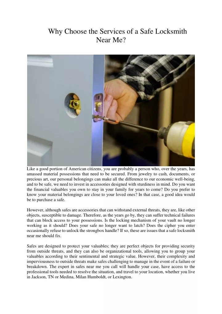 why choose the services of a safe locksmith near