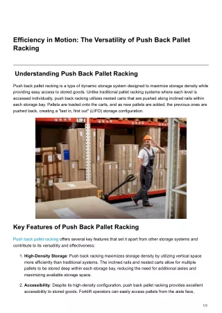 Efficiency in Motion The Versatility of Push Back Pallet Racking