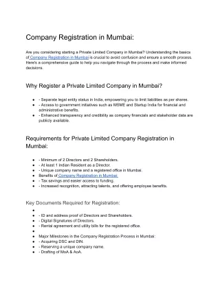Company Registration Service in Mumbai