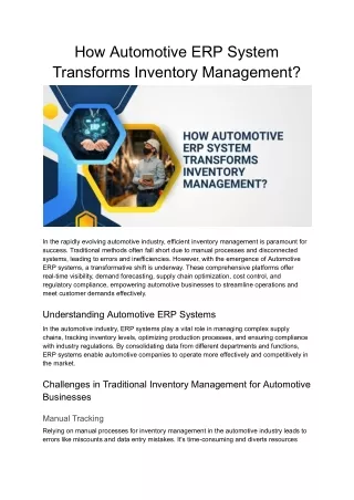 How Automotive ERP System Transforms Inventory Management