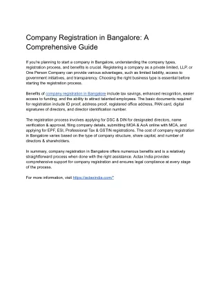 Company Registration in bangalore2024