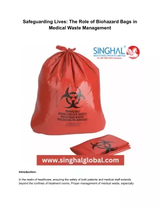 Safeguarding Lives_ The Role of Biohazard Bags in Medical Waste Management