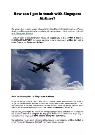 How can I get in touch with Singapore Airlines