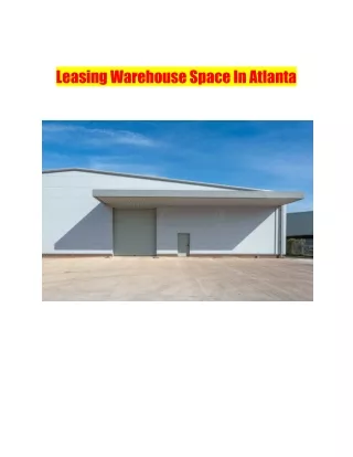 Leasing Warehouse Spaces In Atlanta