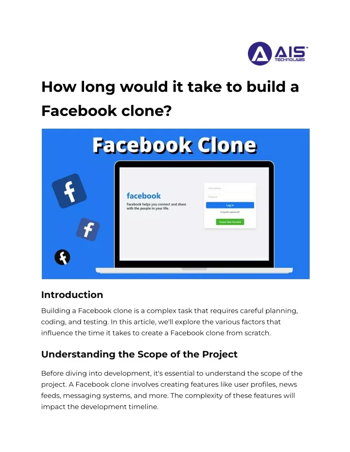how long would it take to build a facebook clone