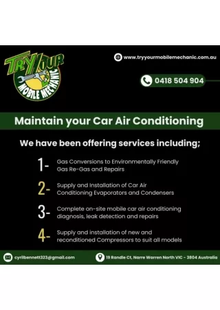 Maintain your Car Air Conditioning system in Melbourne