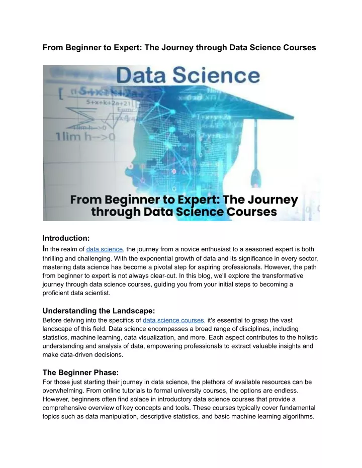 from beginner to expert the journey through data