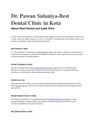 Dr. Pawan Sulaniya-Best Dental Clinic in Kota