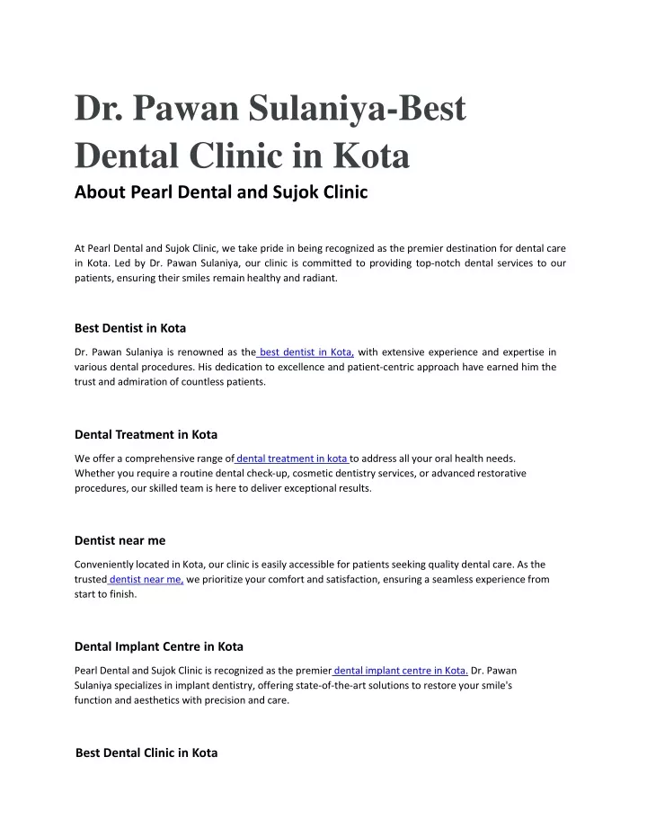 dr pawan sulaniya best dental clinic in kota