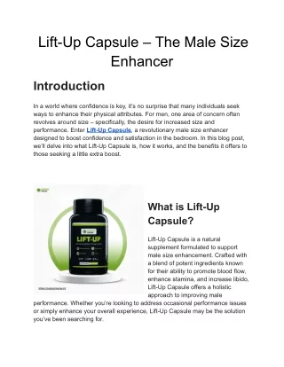 Lift-Up Capsule – The Male Size Enhancer