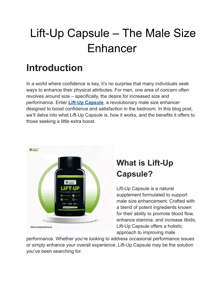 lift up capsule the male size enhancer