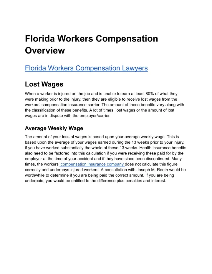 florida workers compensation overview