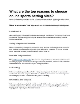 What are the top reasons to choose online sports betting sites?
