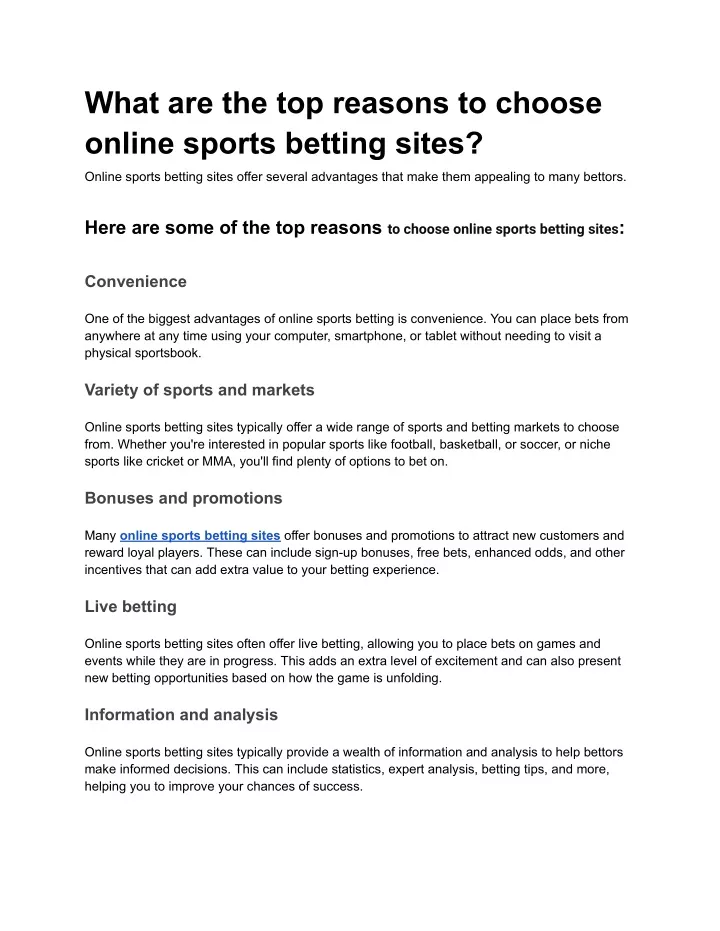 what are the top reasons to choose online sports