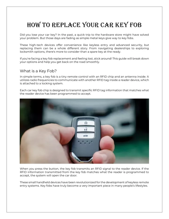 how to replace your car key fob