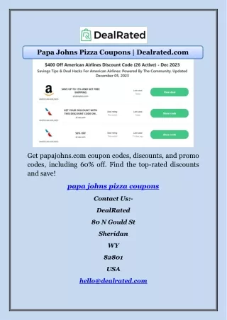 Papa Johns Pizza Coupons | Dealrated.com