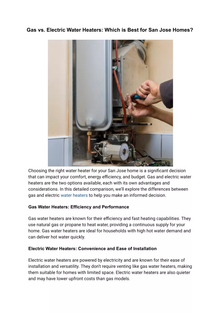 gas vs electric water heaters which is best