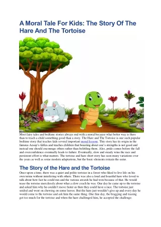 A Moral Tale For Kids: The Story Of The Hare And The Tortoise