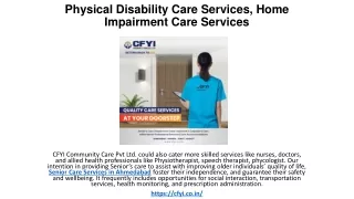 Physical Disability Care Services, Home Impairment Care Services