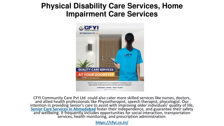 physical disability care services home impairment care services