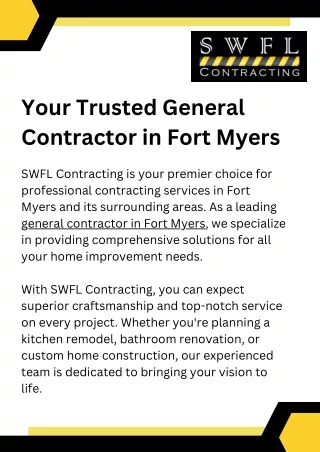 SWFL Contracting: Premier General Contractor Fort Myers