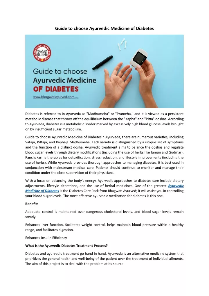 guide to choose ayurvedic medicine of diabetes