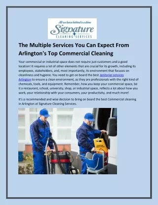 The Multiple Services You Can Expect From Arlington Top Commercial Cleaning