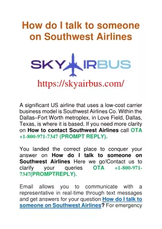 How do I talk to someone on Southwest Airlines