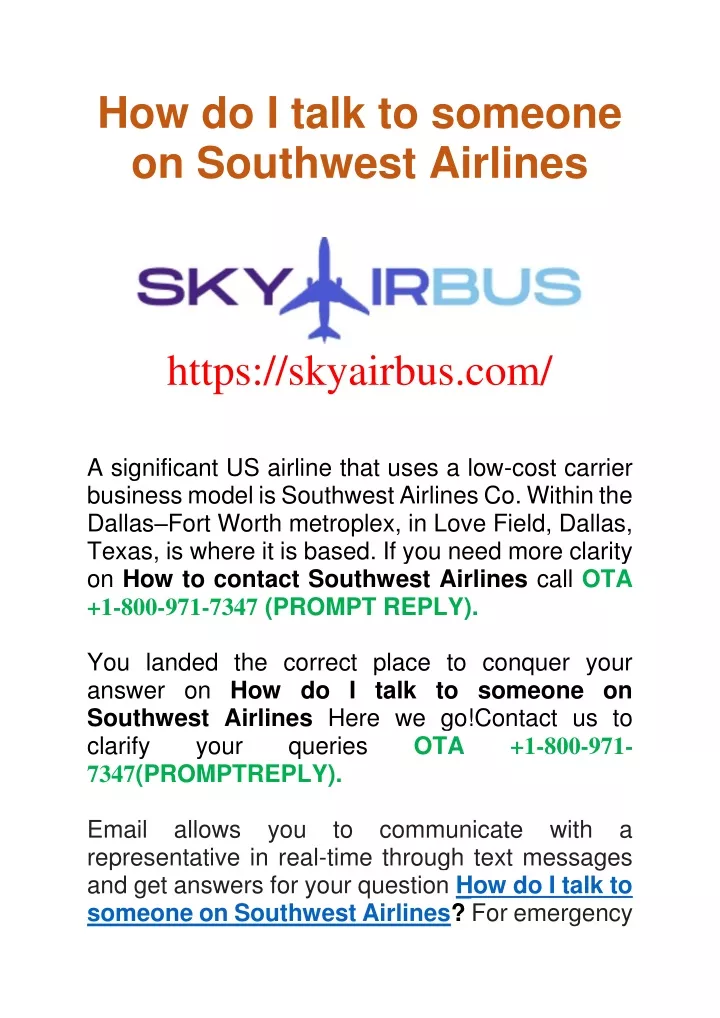 how do i talk to someone on southwest airlines