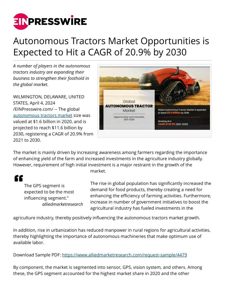 autonomous tractors market opportunities