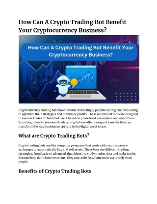 How Can A Crypto Trading Bot Benefit Your Cryptocurrency Business?