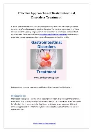 Effective Approaches of Gastrointestinal Disorders Treatment