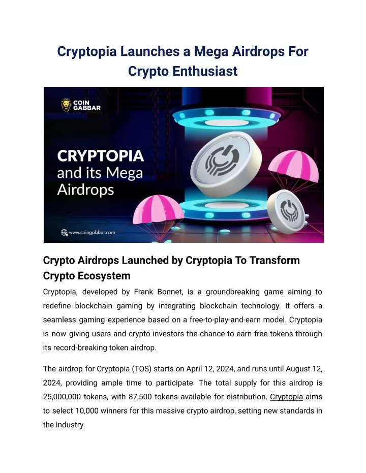 cryptopia launches a mega airdrops for crypto