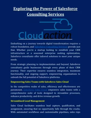Exploring the Power of Salesforce Consulting Services