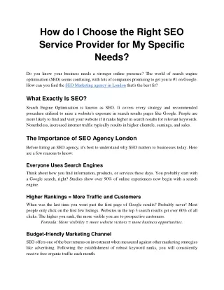 how do i choose the right seo service provider