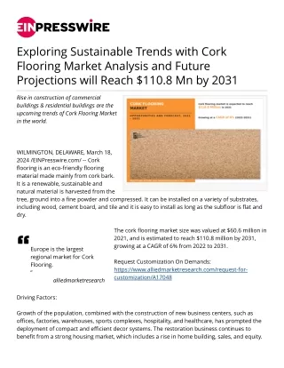 cork flooring market future trends by 2031