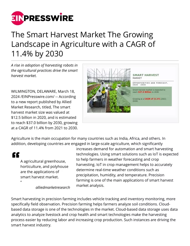 the smart harvest market the growing landscape