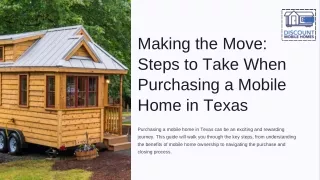 Making the Move Steps to Take When Purchasing a Mobile Home in Texas