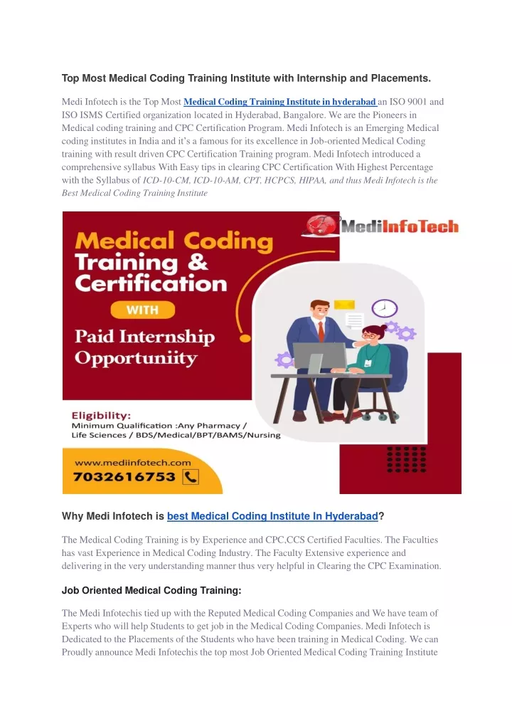 top most medical coding training institute with