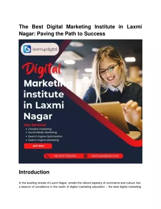 Join The Best Digital Marketing Courses in Laxmi Nagar :Learnupdigital