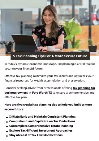 5 Tax Planning Tips For A More Secure Future